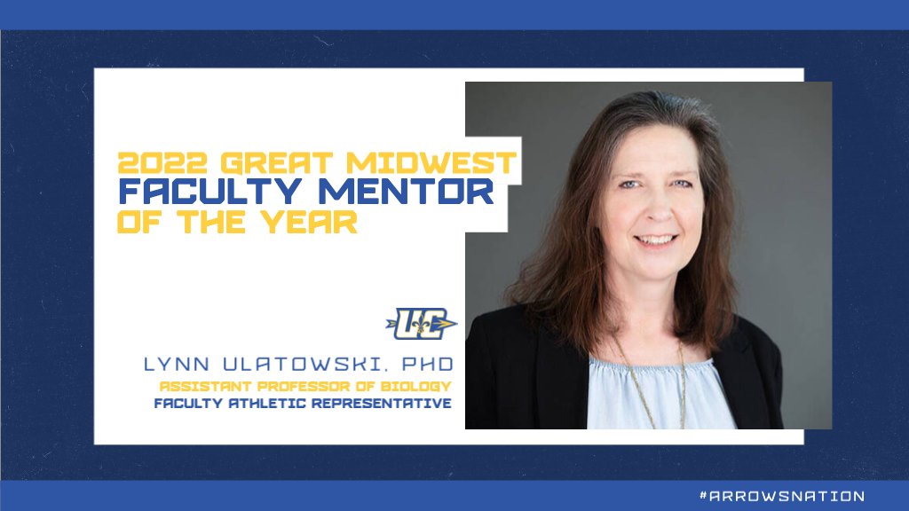 UCArrows's tweet photo. 🤩Ursuline College Assistant Professor and Faculty Athletic Representative Lynn Ulatowski, PhD, has been selected as the 2022 Great Midwest Faculty Mentor of the Year! 

Full Story Here: https://t.co/0T1D6rG5KU https://t.co/0763zmI0RF