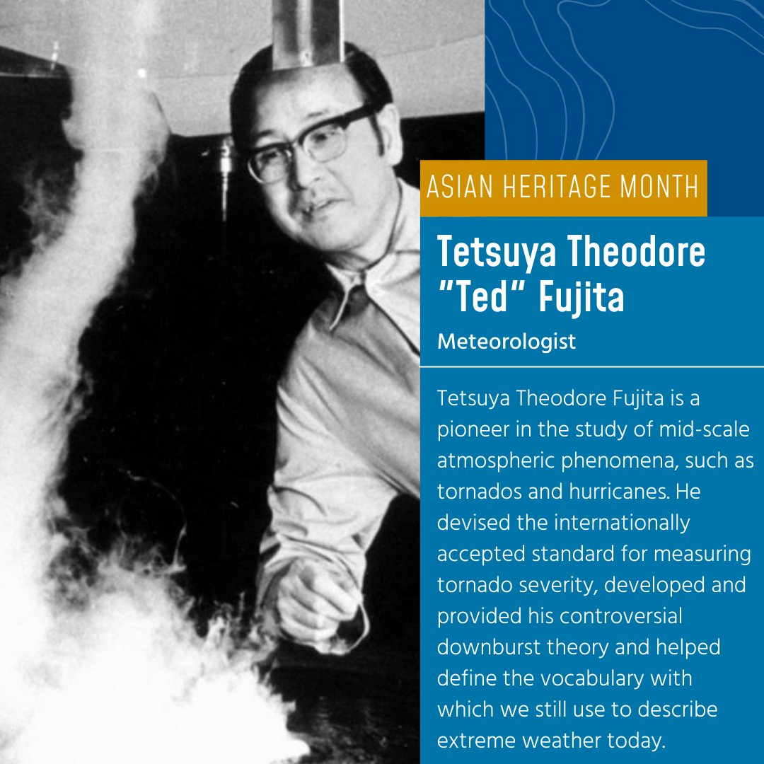 Ted Fujita's scale for classifying the strength of a tornado is still used today. He has saved hundreds of thousands of lives through his breakthrough discovery of "microbursts" which transformed airline safety. #AAPIHeritageMonth #aapi #apahm #STEM #TedFujita #tornado #tornadoes