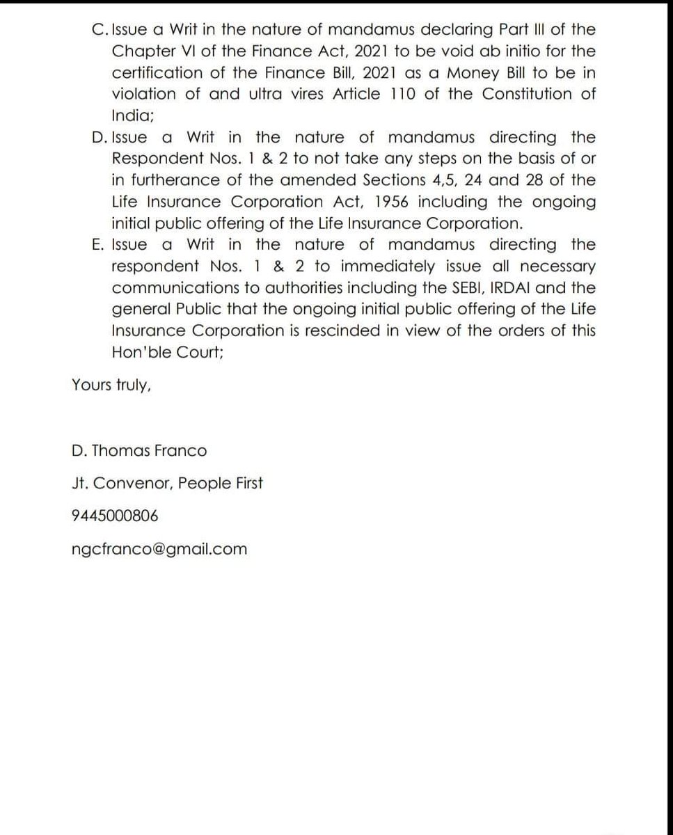 adam1969in's tweet photo. #IndiaRejectsLICIPO
Supreme court admitted petition filed by Policyholders against LIC IPO &amp; the case is listed for tomorrow https://t.co/CuRPrI1skm