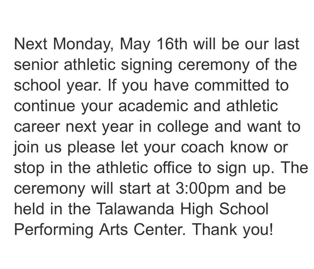 THS_BRAVE's tweet photo. The last @TalawandaHS senior signing ceremony of the year. See below for information if you want to join us. Go Brave! @Mr_YorkRB4T @THSTheTribe @THSBoosters @bravedailynews https://t.co/MRQBvjaMv8
