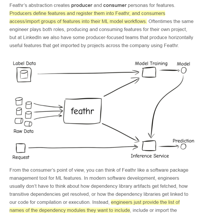 semanticbeeng's tweet image. &quot;#Feathr is an abstraction layer that provides a common feature namespace for defining features and a common platform for computing, serving, and accessing them “by name” from #ML workflows&quot;

#FeatureEngineering #FeatureRegistry #FeatureStore #DSL (#MLOps last)
#DataManagement