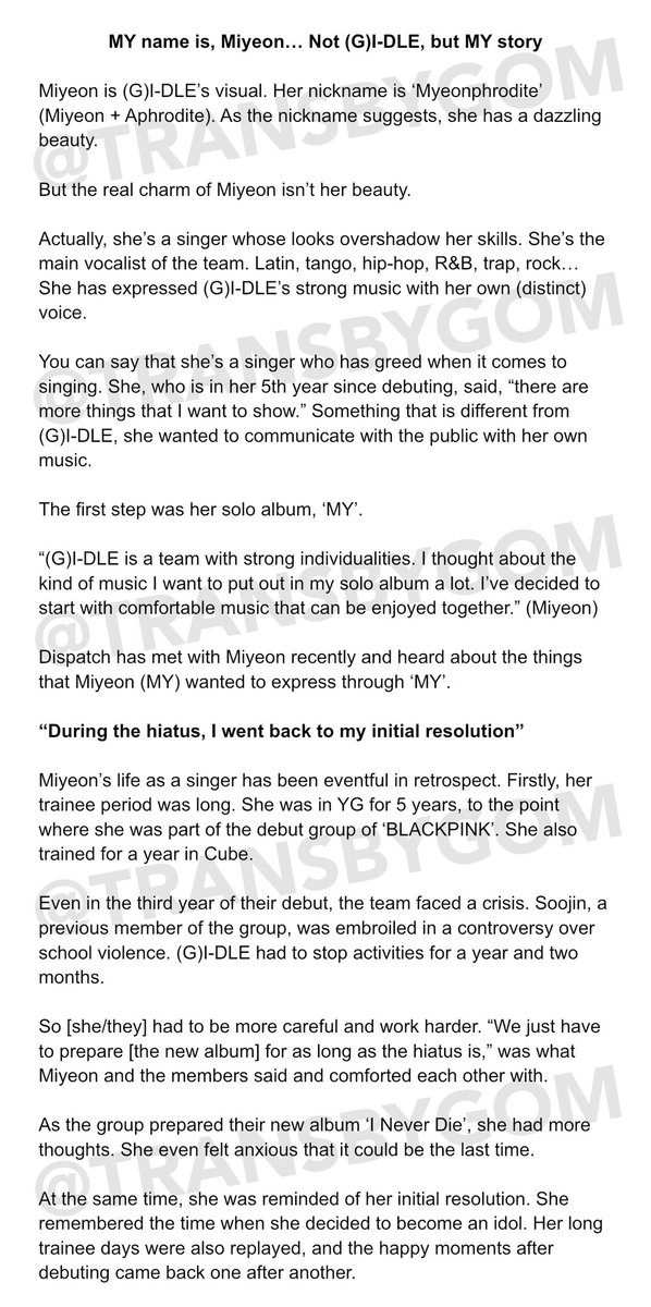 transbygom's tweet photo. 220507 Miyeon Dispatch Interview

Source: https://t.co/BqZXitaKwx

#GIDLE #MIYEON https://t.co/yswWeebTEd