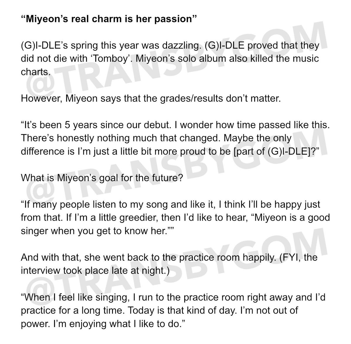 transbygom's tweet photo. 220507 Miyeon Dispatch Interview

Source: https://t.co/BqZXitaKwx

#GIDLE #MIYEON https://t.co/yswWeebTEd