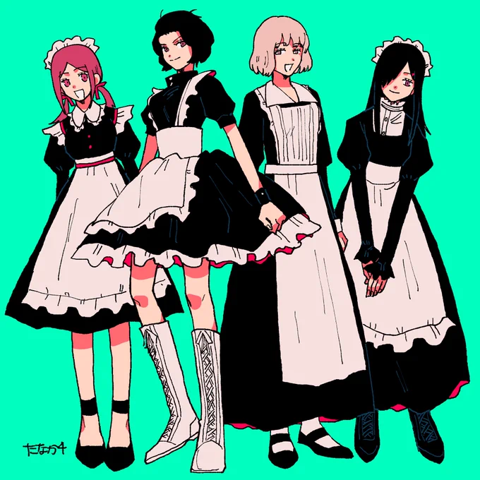 お題箱より【那須隊4人のメイド服姿】この前メイドの日だったらしいのでお題消化を兼ねて… 