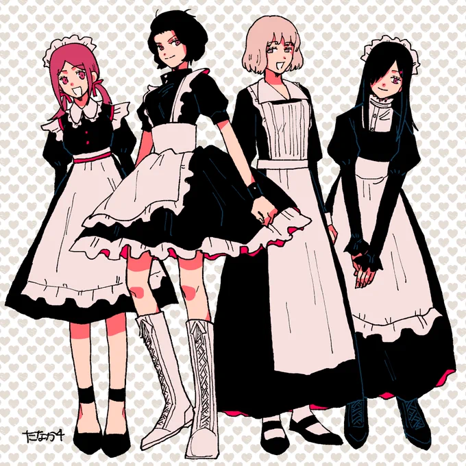 お題箱より【那須隊4人のメイド服姿】この前メイドの日だったらしいのでお題消化を兼ねて… 