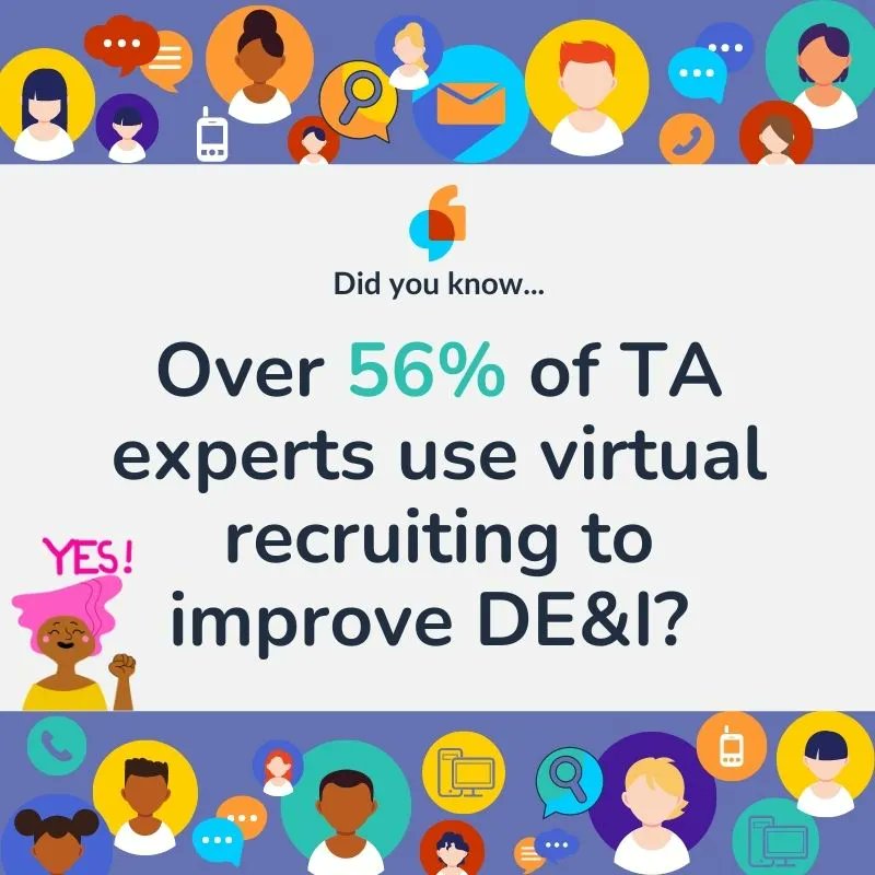 Our research with Talent Board revealed that more than 56% of #TalentAcquisition teams say #VirtualRecruiting supports #DEI progress. Download the full report for more eye-opening insights! 

bit.ly/3M4oS5t #HRresearch