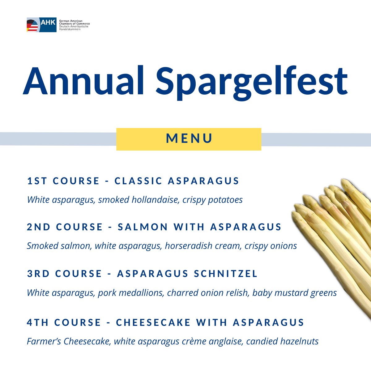 gaccphilly's tweet photo. Secure your ticket for our Annual Spargelfest at Brauhaus Schmitz on Thursday, May 19 from 6-9pm! 🤩

Brauhaus Schmitz has once again put together a creative and delicious 4-course dinner! 

Register now: https://t.co/mgd4Cb40YE

We look forward to seeing you! https://t.co/dr5glYJ5fU
