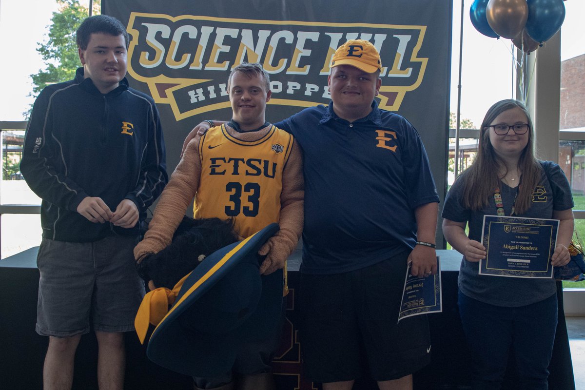 jcityTNschools's tweet photo. What an incredible morning as we celebrated the three newest signees to Access ETSU! Congrats to Jeremy Marlor, Ethan Acres, & Abigail Sanders! Our loss is ETSU's gain. These students will be #ToppersForLife. We even had a surprise guest & recent ETSU graduate Garrison Buchanan. https://t.co/EK11hQFp13