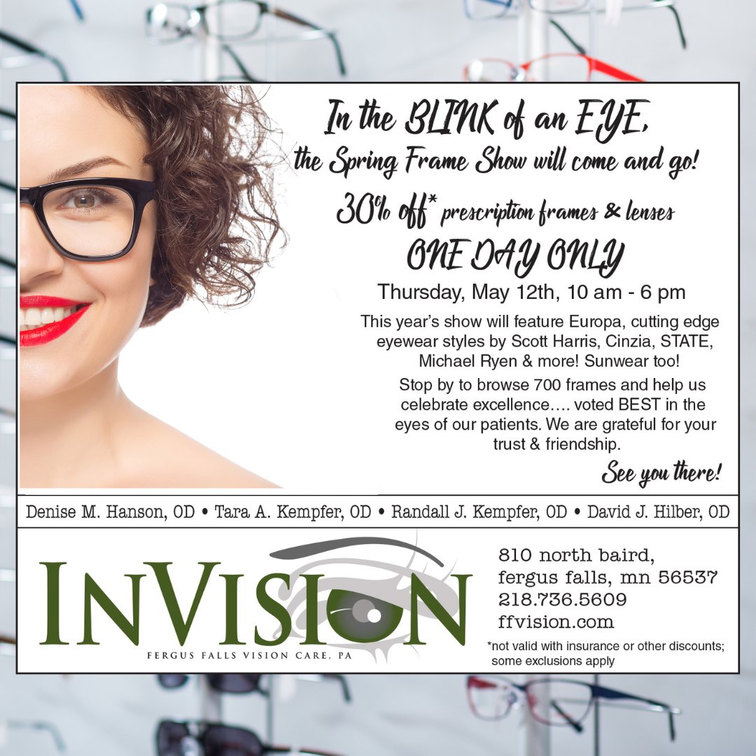 InVisionFergus's tweet photo. TOMORROW - May 12th! FRAME SHOW! Come SEE us for loads of great frame choices. 30% Off* prescription lenses and frames. No Appointment Necessary to look at frames - Tomorrow Only!
#ffvision #frameshow #vision #eyes #glasses #sunglasses #eyewear #optical https://t.co/8551ZNBB6l