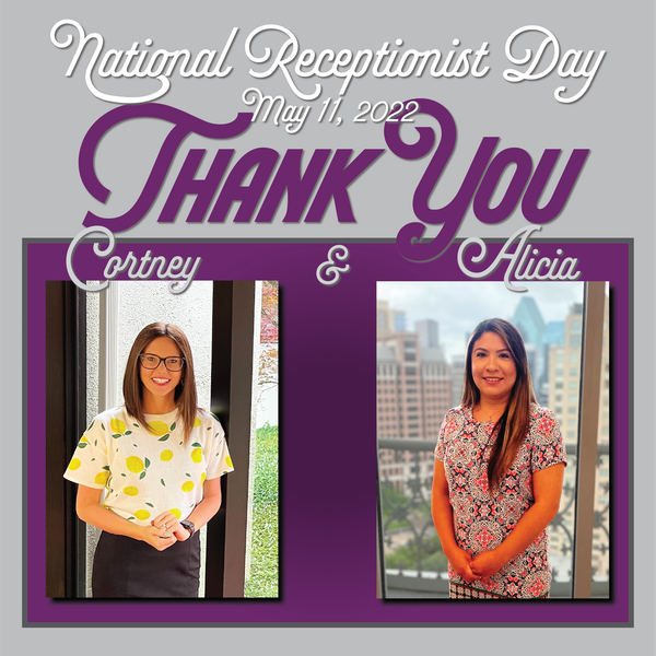 #NationalReceptionistDay
These ladies are the face of the company that welcome visitors in the Dallas and Texarkana offices. They do so much to keep things running smoothly for everyone on a daily basis. We appreciate their great attitude and smiles. THANK YOU Cortney and Alicia.