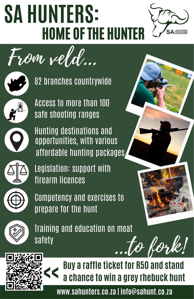 SAJagters's tweet photo. Ever considered becoming a member, but not sure about the benefits? Check it out here: https://t.co/awBEAnhm8W
#SAHunters #SAJagters https://t.co/RvWeV42ShL