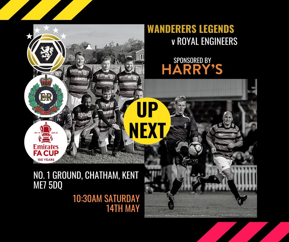Wanderers FC (Dulwich) (@wanderersafc) on Twitter photo To commemorate the 150th Anniversary of the <a href="/EmiratesFACup/">Emirates FA Cup</a>, the first finalists will face off once again in a friendly.
⚽️<a href="/sapperfootball/">Sapper Football</a> v WFC Legends
📌 No. 1 Ground, Chatham, Kent ME7 5DQ
🕥 10:30am kick-off
#WFC #Wanderers #WanderersWay #TheWorldsClub #FACup150 #FA To commemorate the 150th Anniversary of the <a href="/EmiratesFACup/">Emirates FA Cup</a>, the first finalists will face off once again in a friendly.
⚽️<a href="/sapperfootball/">Sapper Football</a> v WFC Legends
📌 No. 1 Ground, Chatham, Kent ME7 5DQ
🕥 10:30am kick-off
#WFC #Wanderers #WanderersWay #TheWorldsClub #FACup150 #FA