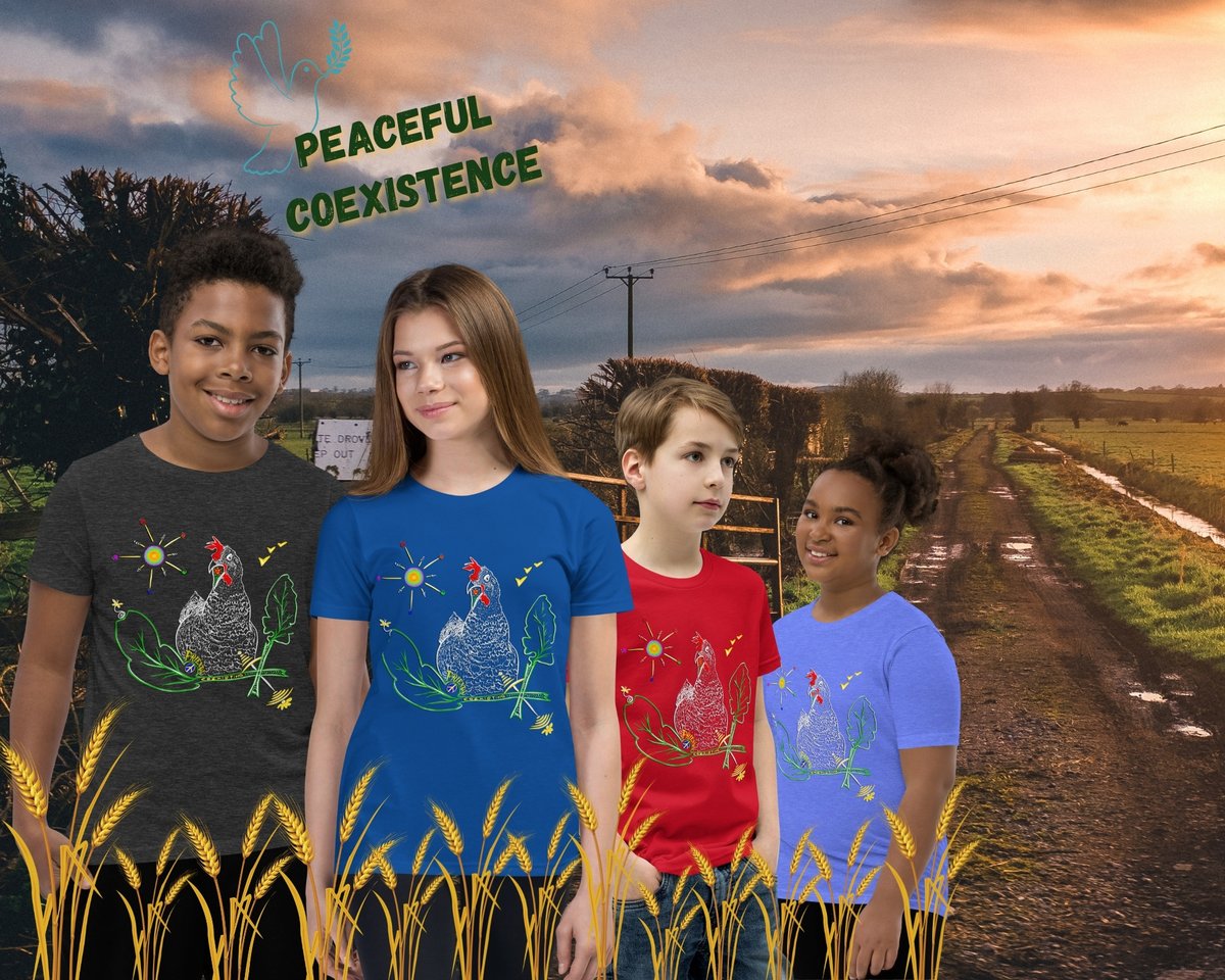 GrowCR8's tweet photo. JUST ARRIVED! โ๏ธ
Button, the Hen is offering a Peaceful Coexistence!
New Youth Apparel --> Check out her message & get one for your kids! ๐ Know someone who loves unique art, wholesome messages, and hens? Share this with them! ๐ป
#GrowCreateApparel
#GrowCreate
#UniqueTshirts https://t.co/6Wjww77Iqg