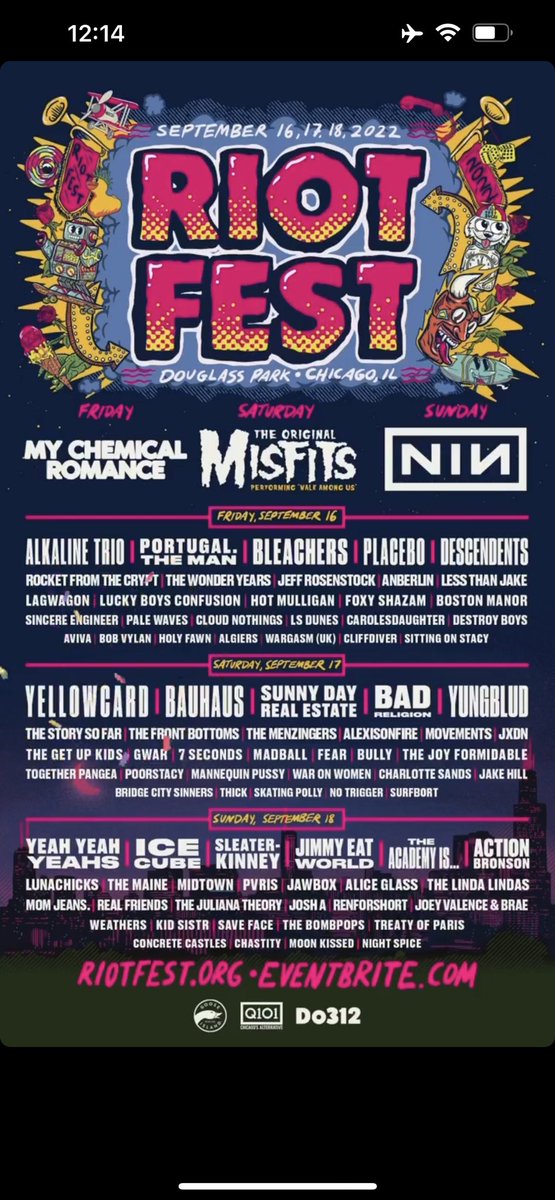 E tem show marcado para dia 17 de Setembro no Riot Fest. Nos vemos em Chicago?