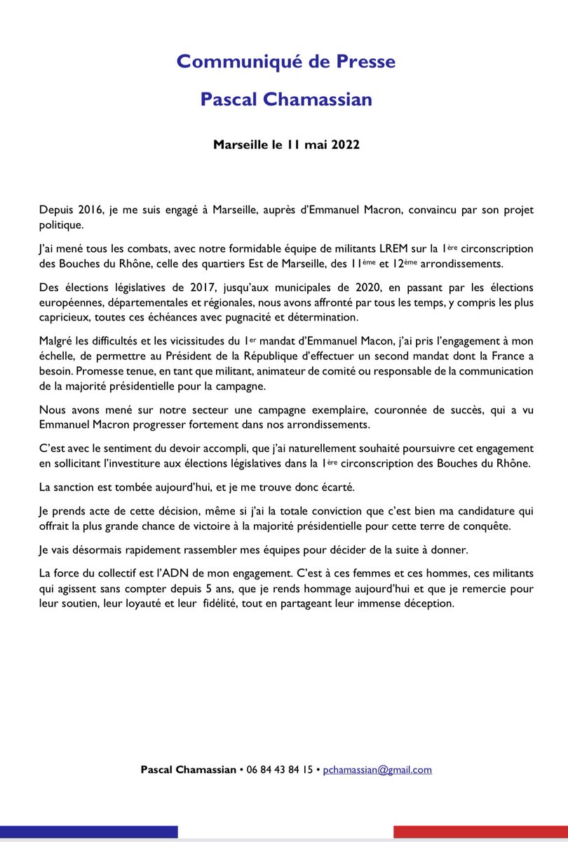 Ma réaction suite à l’annonce des investitures de la majorité présidentielle dans les Bouches du Rhône 
👇👇👇