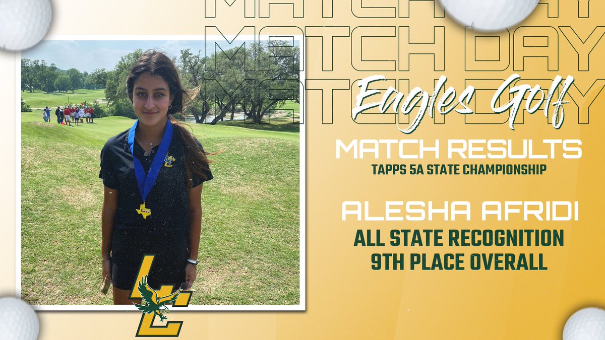 ⛳️ 🦅 Girls Golf 🦅 ⛳️ 

Congrats to Alesha Afridi for her 9th place finish in the TAPPS 5A State Golf Championship