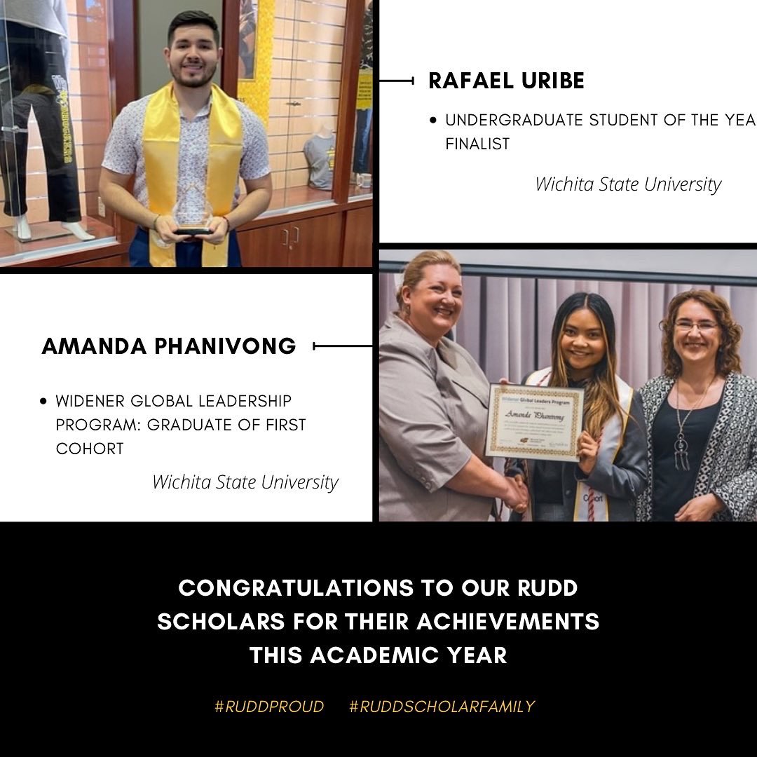 RuddFoundation's tweet photo. Celebrating our scholars is what we love doing most! Congrats to these scholars on their awards and accomplishments this year! We are beyond #ruddproud of you!
#tuddscholars #ruddproud #ruddscholarfamily #awards #leadership #invovlement #wichitastate #forthaysstate #emporiastate https://t.co/eWL0kgSLvO