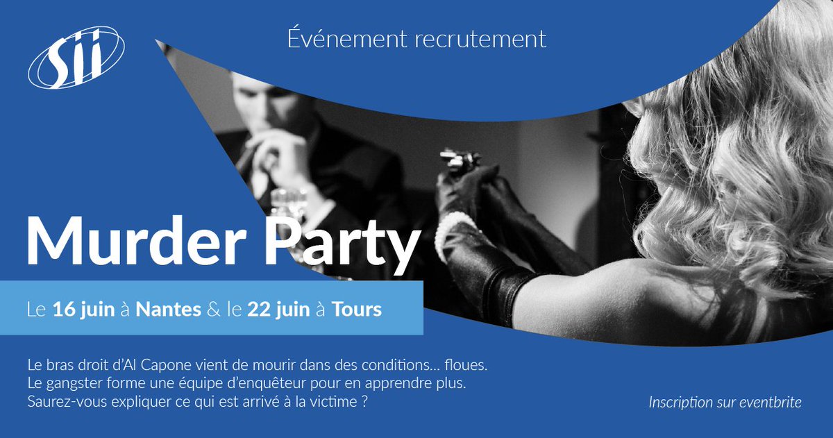 QUI A TUÉ LE BRAS DROIT D’AL CAPONE ?🔎

SII Atlantique vous invite à une « Murder Party » dans nos locaux.
 
📅Rendez-vous le Jeudi 16 juin 2022 à Nantes et le 22 juin à Tours à partir de 18h30.

Inscriptions au lien suivant 👉 urlz.fr/ieZC
#recrutement #Tours #Nantes