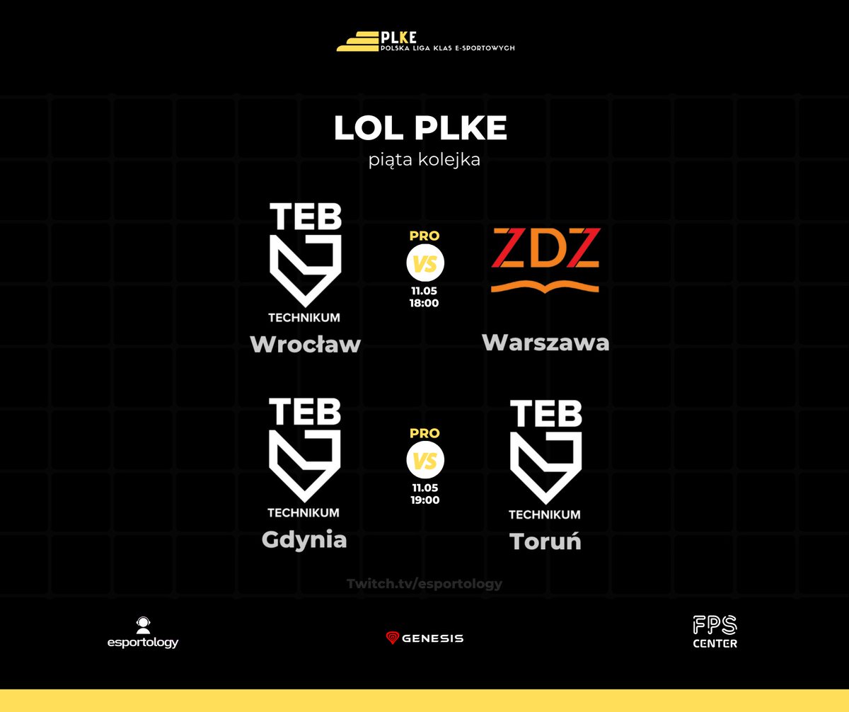 PLKEpl's tweet photo. Misja matury zakończona, więc pora na ligunie 🥳

Piąta kolejka PLKE PRO League of Legends, a dziś na streamie ekipy TEB Wrocław, ZDZ Warszawa, TEB Gdynia i TEB Toruń!

Startujemy o 18:00!

🔴 https://t.co/MXCn875exU https://t.co/BNfSPjZVTV