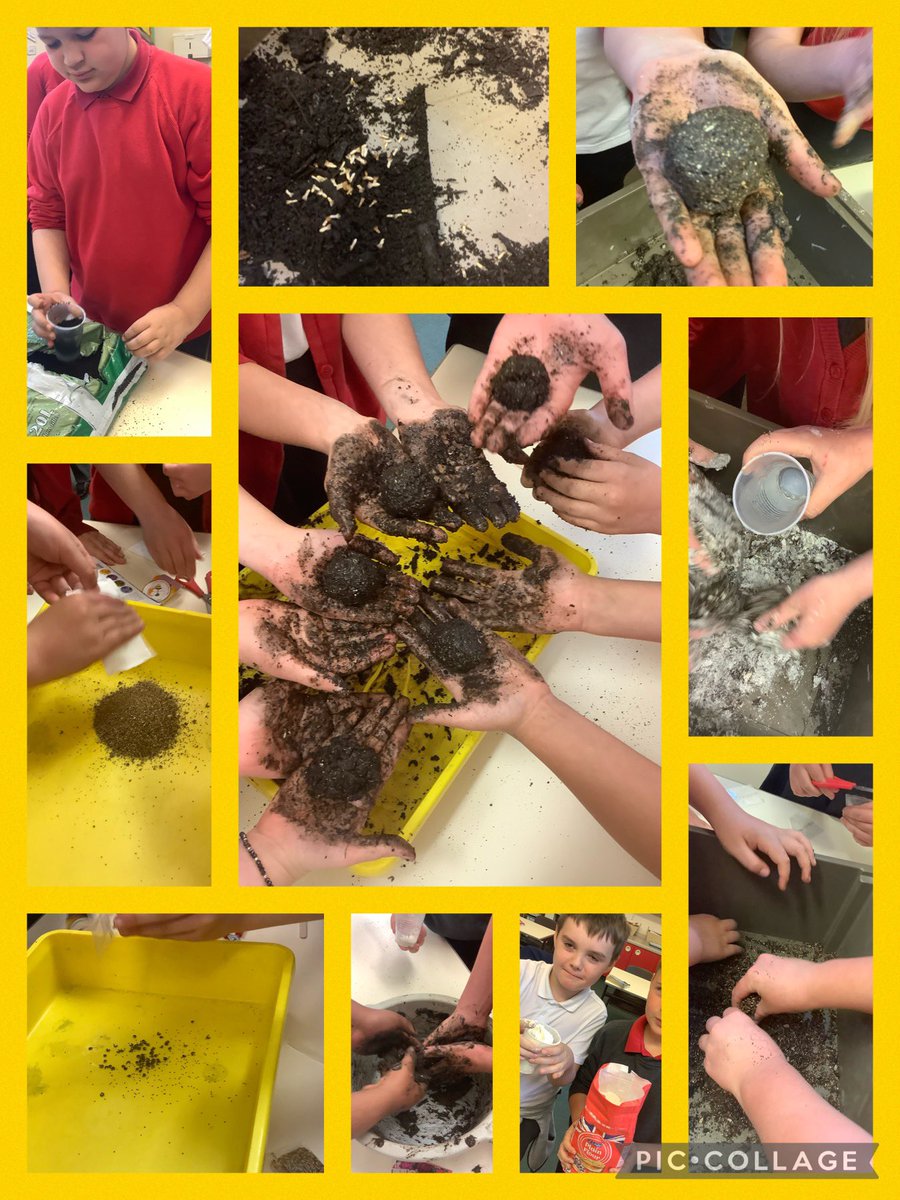 Harlech5class's tweet photo. Messy but fun! Seed bombs to help the bees @LlanmartinPrim https://t.co/3VL3EqAV99