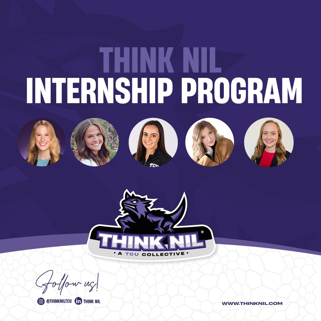 BCunningham_DFW's tweet photo. #ThinkNIL welcomes our inaugural intern class! Their work will greatly impact our #TCU student-athletes' ability to be successful in the #NIL landscape!

Areas of focus:
-Lead Generation
-Social Media, Graphic Design &amp; Community Management
-Non-Profit Relations
-B2B Relations https://t.co/v0q8R6Tomr