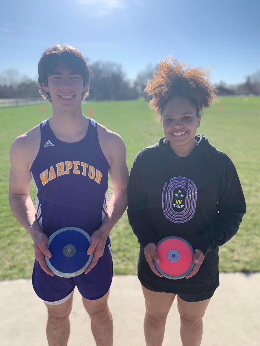 Congrats to Ethan Manock and Scout Woods on setting school records in the Discus last night. Ethan threw 165’8” breaking Jim Viele 160’5” record set in 1992. Scout threw 125’6” breaking Kathy Matejcek 124’8” record set in 1984. Great Job!!#WeAreOne