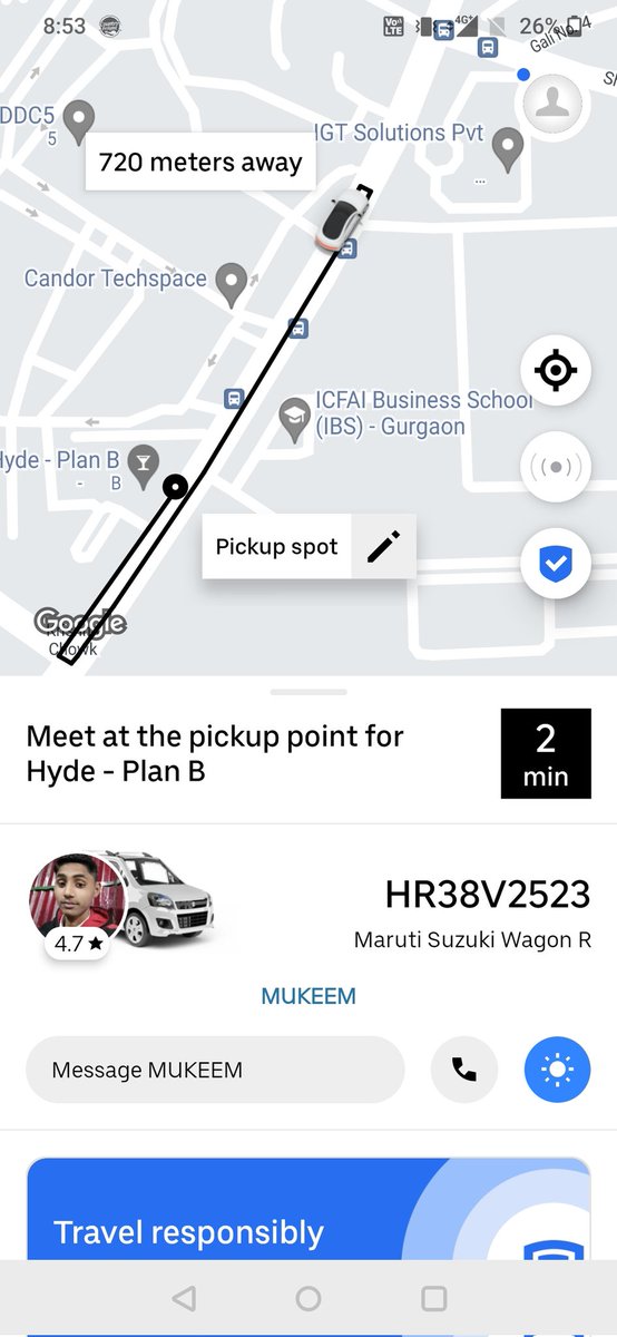 arvindydv007's tweet photo. Hello @Uber_India , once again pleasure to avail your pathetic services.
Driver has accepted the ride and obviously he doesn't want to go where i want to go. So he is patiently waiting for me to cancel. https://t.co/da0ydYUAuM