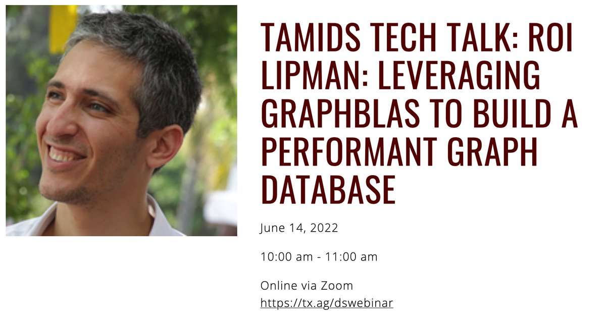 DocSparse's tweet photo. Looking forward to a talk here at Texas A&M by Roi Lipman, on #RedisGraph, @Redis, and @GraphBLAS: https://t.co/ITuyjFld4Q in person, and also on Zoom. June 14, 10am CST. https://t.co/55dHP8bcQ6