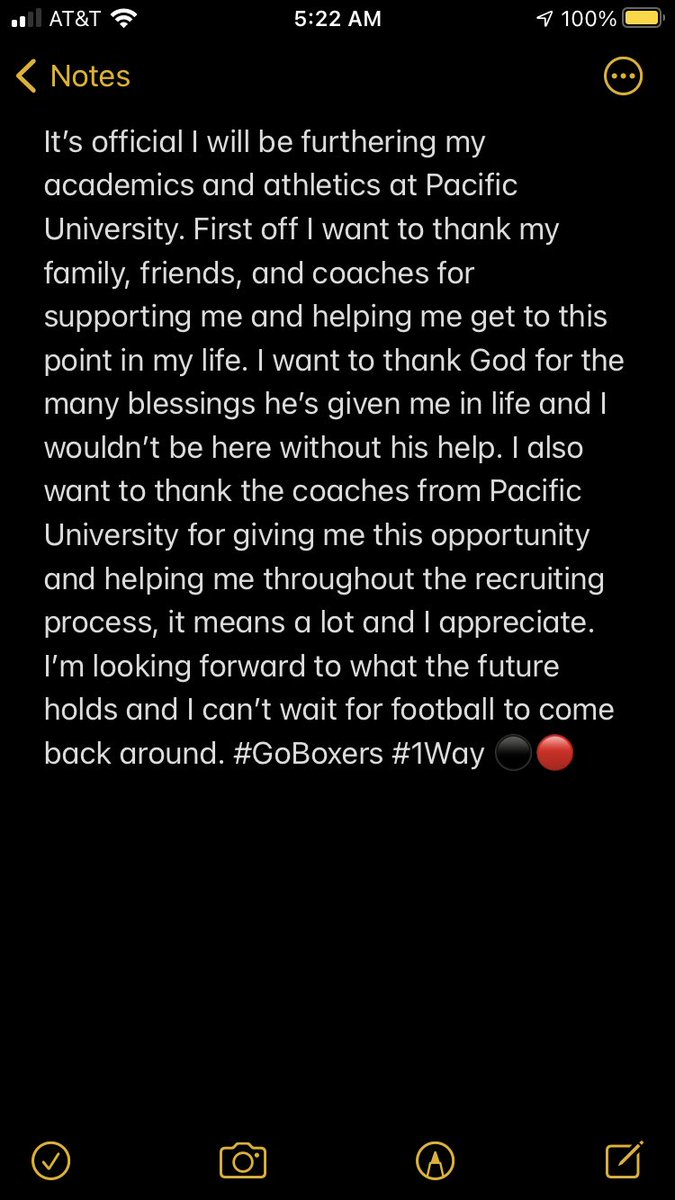 Committed to Pacific University, I want to thank all the coaches at Pacific University for this amazing opportunity and thank you <a href="/Coach_Taura/">Kit Taura</a> for believing in me and getting me to this point in the recruiting process. #Boxers #1way ⚫️🔴