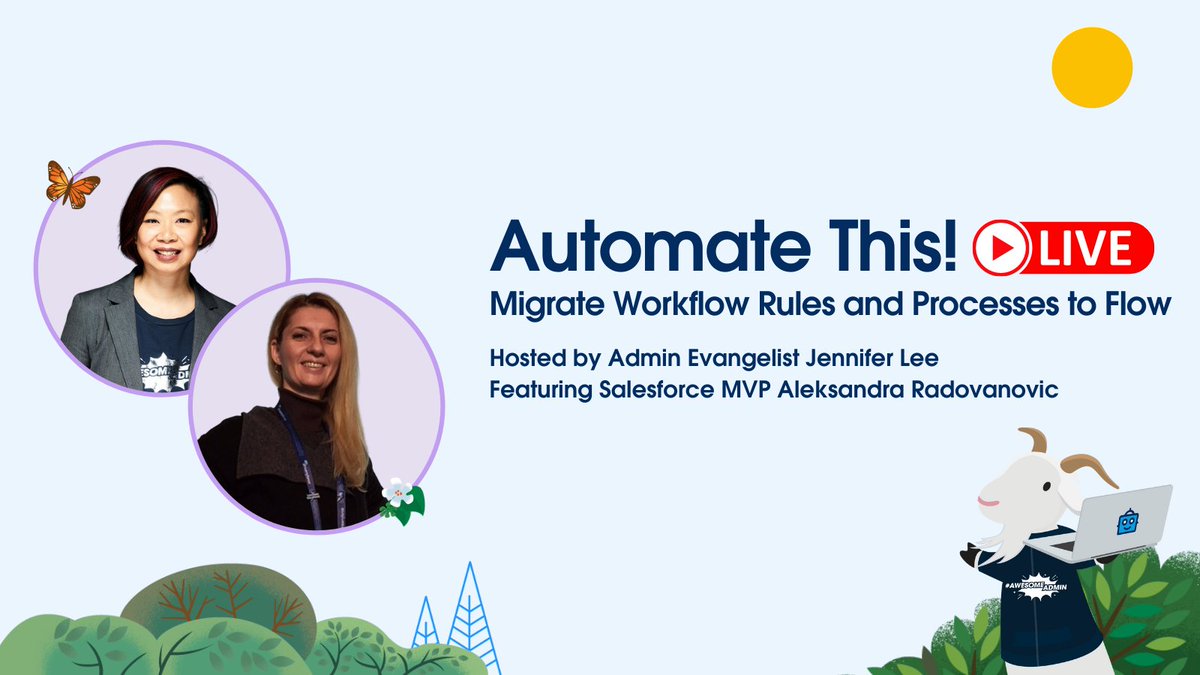jenwlee's tweet image. Today&apos;s the day! 🎉 

@_AleksM and I will see you LIVE in a couple of hours at 10:30am PT/ 1:30pm ET TODAY on Automate This! where we will talk about an important topic: migrating your workflow rules and processes to flow!

👀 ➡️ youtube.com/watch?v=WvNp49…