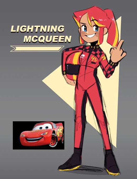 I turned Lightning McQueen into an anime girl 🏁⚡️
#art #ArtistOnTwitter #AnimeArt 