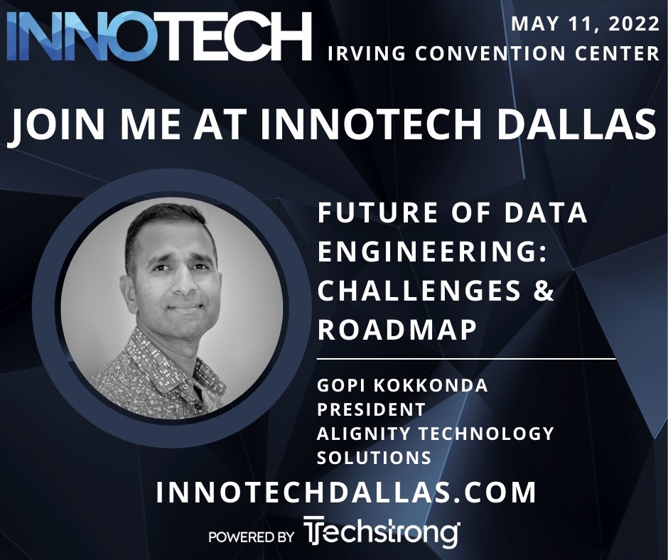 TechstrongTV's tweet image. 🔴  LIVE at #InnoTechDFW: Gopi Kokkonda is discussing the future of data engineering and a roadmap forward.

Stream live: techstrong.tv