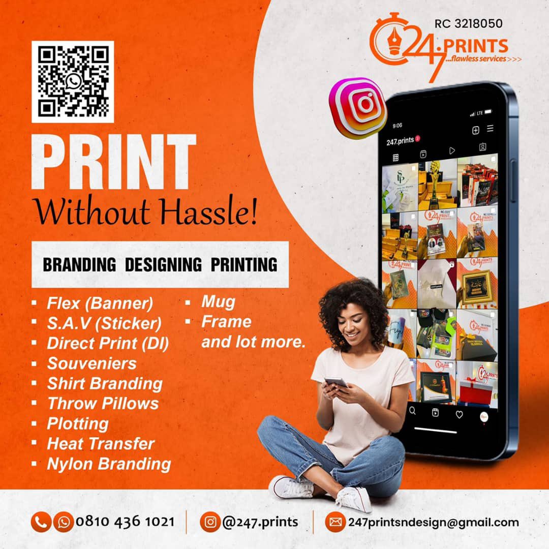YungkayGraphics's tweet photo. At 247 prints, we offer wide range of Services. Our branding is top notch, our printing flawless and our design is one of a kind. Make us your partner of choice in branding, printing and design as we always deliver diligently. https://t.co/rE0KrQgcG2