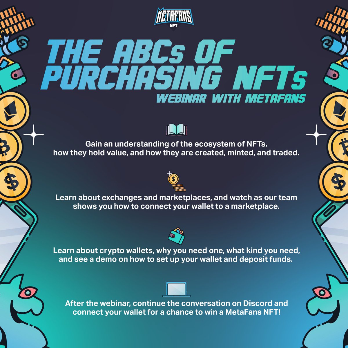 metafansnft's tweet photo. GM everyone! We want to remind everyone that we have an intro to NFTs today @ 4pm est &amp; it’s FREE!
Tell your friends that want to learn how to get into the space!

🎉We’re also giving away a MetaFan towards the end to a new member!🎉

https://t.co/NqPRqioxsw https://t.co/nksW9Rn6In
