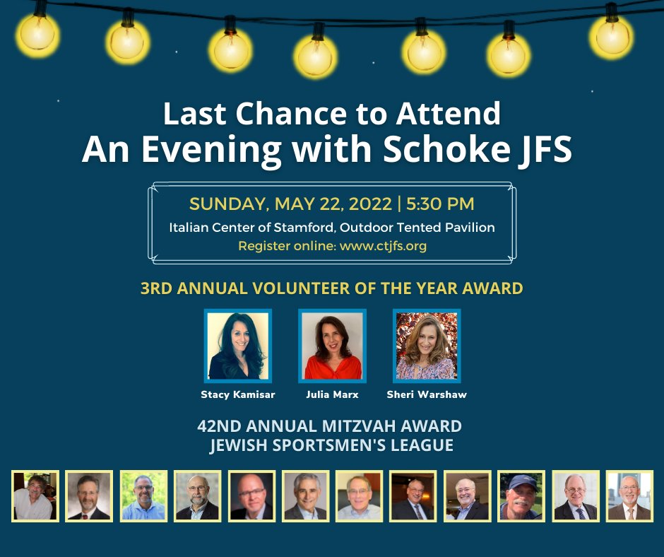 JFS_CT's tweet image. LAST chance to attend An Evening with Schoke JFS
Sunday, May 22, 2022, 5:30 PM at the Italian Center of Stamford!
Auction items are now officially open for preview! Check out all of the amazing auction items up for grabs and get ready to bid on Monday!!
👉 e.givesmart.com/events/o6N/i/