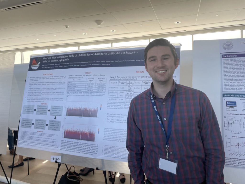 JasonG_Biology's tweet photo. Presenting my poster on the antibody response involved in heparin-induced thrombocytopenia at PRGN (@pgrnhub). This work just got accepted (w/revs) in Blood Advances! Thank you to everyone for the support @UAZPharmacy @UAZ_SWEHSC
 @uarizona #CPIC_PGRN2022 #pharmacogenomics #PGx https://t.co/6cGuMhpg8M