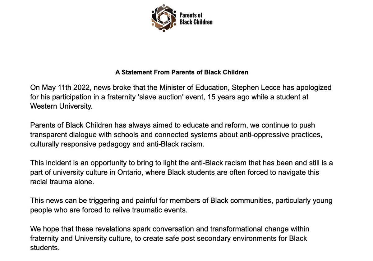 PoBCAdvocate's tweet photo. A statement from Parents of Black Children. https://t.co/mT6LD31O6e