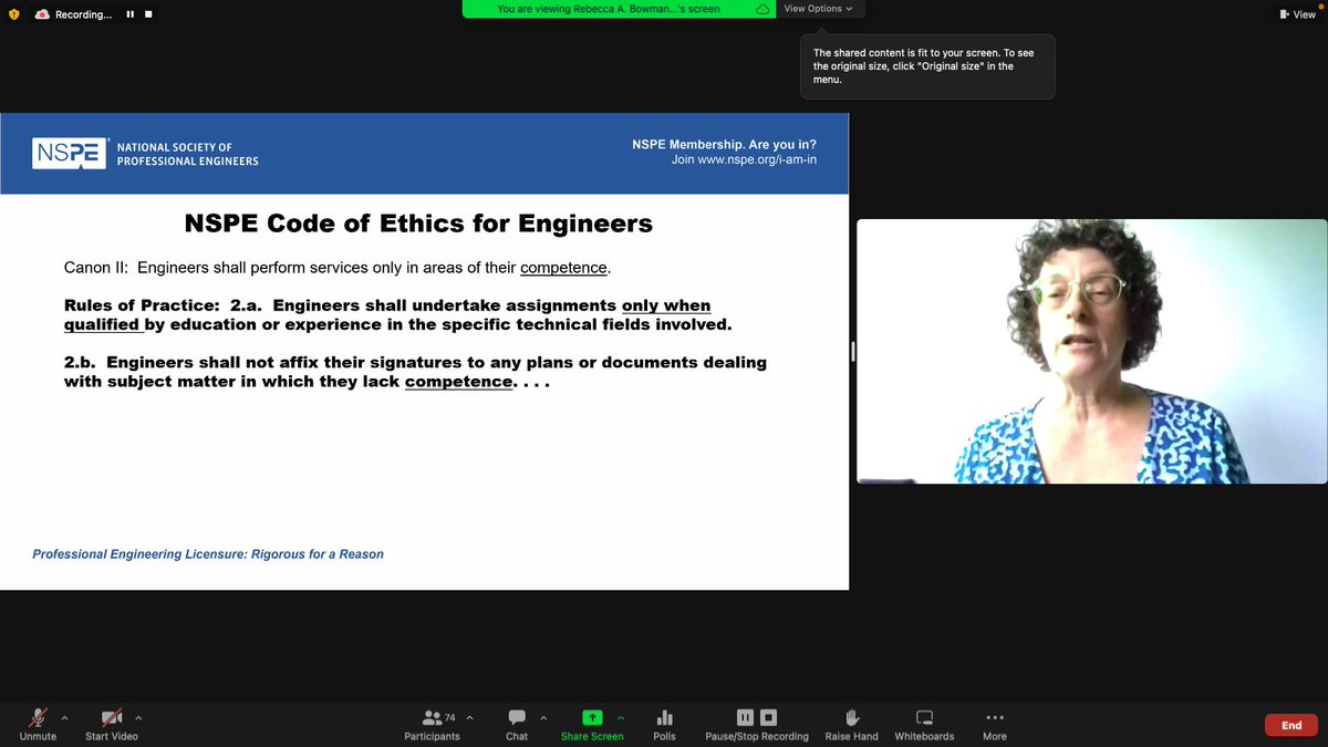 SCSPE's tweet photo. The @NSPE #SoutheastRegional Ethics Webinar "What is Competence" is underway. Thanks, Rebecca Bowman, Esq., PE for speaking today. #NSPE #SCSPE #PENC #ALSPE #GSPE https://t.co/bW3Fs9U5cg