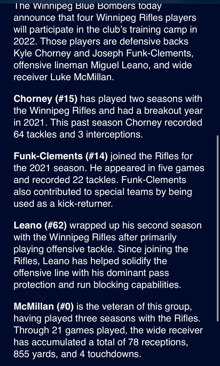 Excellent annual initiative from the <a href="/Wpg_BlueBombers/">Winnipeg Blue Bombers</a>. Congratulations to these young men.
#RifleUp