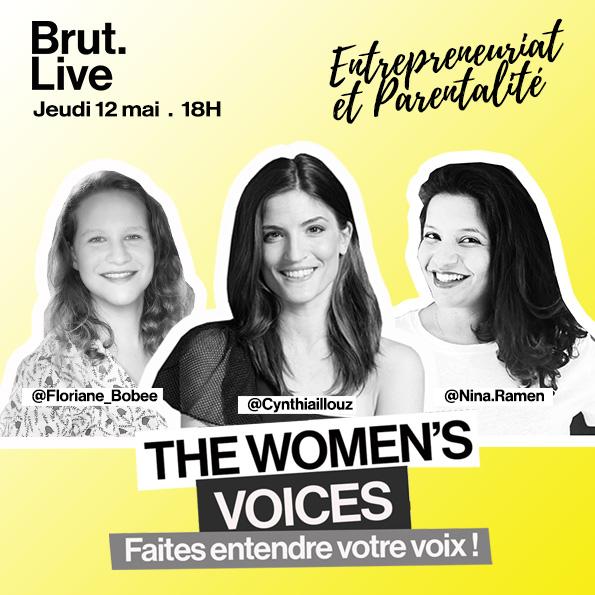 📣Ce jeudi à 18h, nous parlerons #Entrepreunariat et #Parentalité dans notre Brut.Live. 🤳 @cynthiaillouz recevra @nina.ramen, formatrice et spécialiste du copywriting et @Floriane_Bobee coach et formatrice en gestion du stress.