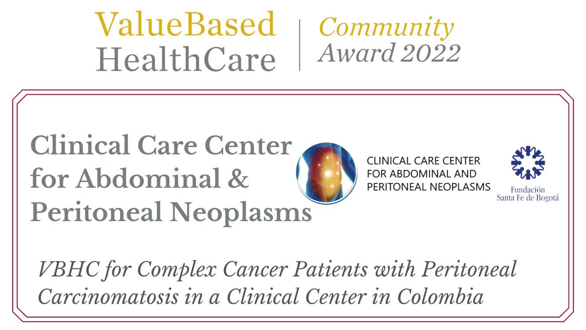 VBHCEurope's tweet photo. The VBHC Community has voted! The most votes went to VBHC for Complex Cancer Patients with Peritoneal Carcinomatosis in a Clinical Center in Colombia by @FSFB_Salud , congratulations for winning the Community Award 2022! https://t.co/GEQBLlvhk4