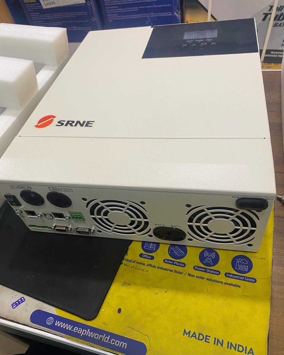 Frepowertech's tweet image. 5kw 48v SRNE Hybrid inverter with parallel kits.  
* Power rating: 5kw 48V 
* PV input: 145V 
* 80A Mppt solar controller  
* PV power 4,400w  
* AC charger 60A  
* Parallel up to 6 units.  
Contact us @ F1183 Ojo Alaba market Lagos.  
#Frepower technologies limited.  07032635001