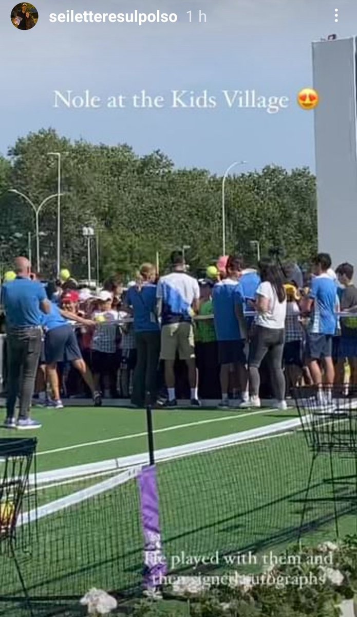 Novak Djokovic <a href="/DjokerNole/">Novak Djokovic</a>
at the Kids Village in Rome today 🧡
<a href="/InteBNLdItalia/">Internazionali BNL d'Italia</a> 🇮🇹

<a href="/DjokerNole/">Novak Djokovic</a> <a href="/NDjokofan/">Smith</a>
#IBI22  #NoleFam 
📸:instagram.com/stories/seilet…