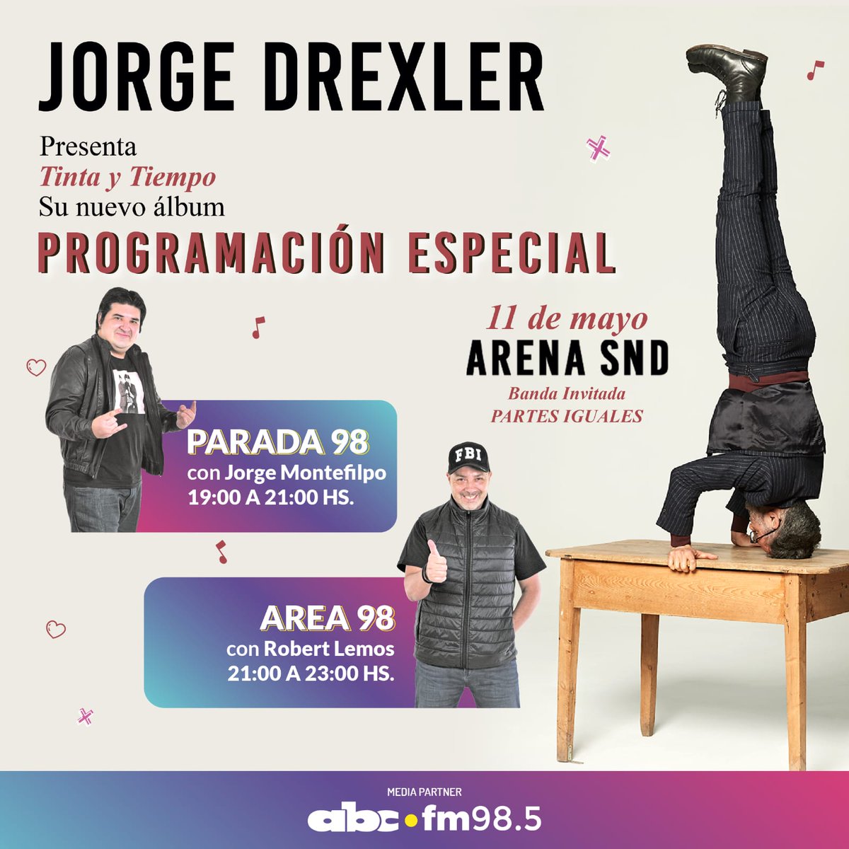 Romance985's tweet photo. ✨¡Tenemos algo muy especial para vos!
🙌La 98.5 FM se hace presente en el concierto de Jorge Drexler desde el SND Arena.
🙋🏻♂️ @JorgeMontefilpo y @RobertLemos1 te acompañan con #Parada98 y #Area98.
👀¿Nos vas a visitar?
98.5 FM🎧 Solo Éxitos
📲https://t.co/ZH6HDzyYTE https://t.co/5IkQ7a4PBR