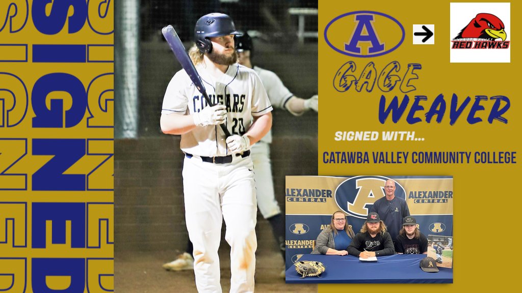 ACcougarsports's tweet photo. Congrats to Gage Weaver for signing to play baseball at Catawba Valley Community College!!!! https://t.co/UpBtFxYVhX