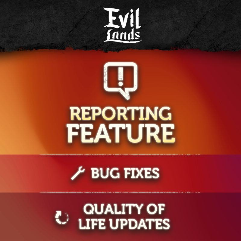 EvilLands's tweet photo. We've just released an update which includes our new Reporting Feature, multiple bug fixes and a few quality of life updates! 

Although keep an eye out, as soon we'll be releasing a sneak peek of what's to come! https://t.co/L5gawe3Lht