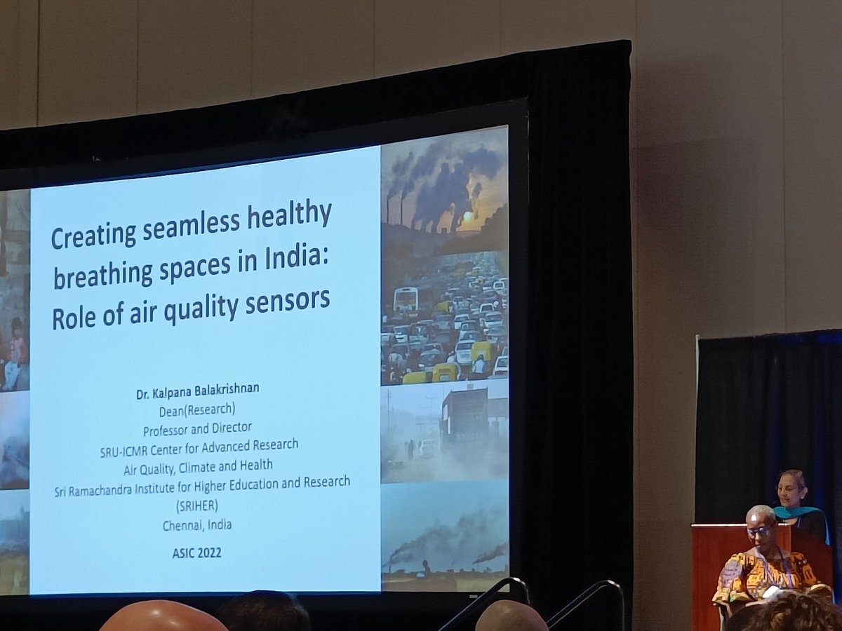 rsutaria's tweet image. Plenary at #ASIC2022 kickstarting with Dr Kalpana Balakrishnan opening the first talk of the day.

Measuring exposure for ambient &amp;amp; household air pollution in rural India - emphasizing on the role of Low-Cost Sensors.

Glad to have been a part of this work with the SRIHER team!