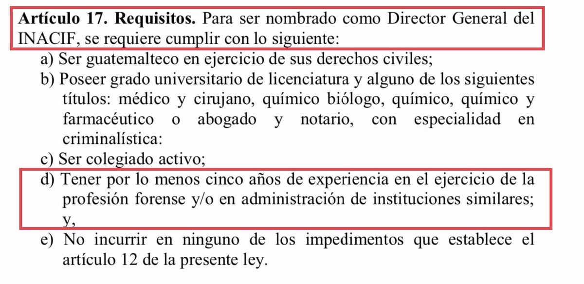 Eriol_Gt's tweet photo. Consejo Directivo del @INACIFGT, si nombran como Director General a una persona SIN experiencia en ejercicio de la profesión forense o similar, entonces sería delito de:

- NOMBRAMIENTOS ILEGALES. https://t.co/9JtAii6ura