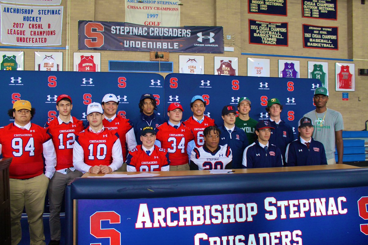 StepinacHS's tweet photo. Congratulations to all of our #Stepinac #Crusaders who participated in #NationalSigningDay!  We look forward to seeing your continued success! 
#stepforward #defineyourfuture #crusadersfindaway #nacnation https://t.co/Dybtot694c