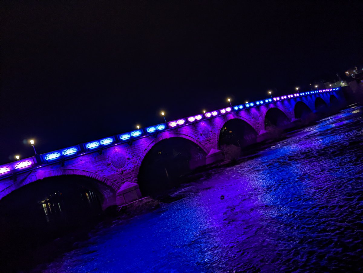 PerthandKinross's tweet photo. Today Perth Bridge and St Pauls is lit in blue and purple for international ME/CFS and Fibromyalgia Awareness Day.

Today we acknowledge and raise  awareness for those suffering from ME/CFS, Fibromyalgia and other chronic illnesses.

#LightUptheNightforME #LightUpForFibro https://t.co/Q2xQhmC6NK